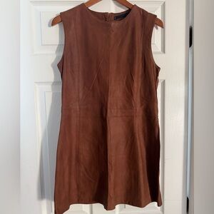 Zara Brown Leather Sleeveless Sheath Dress